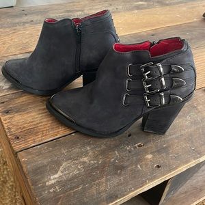 Black leather ankle boots